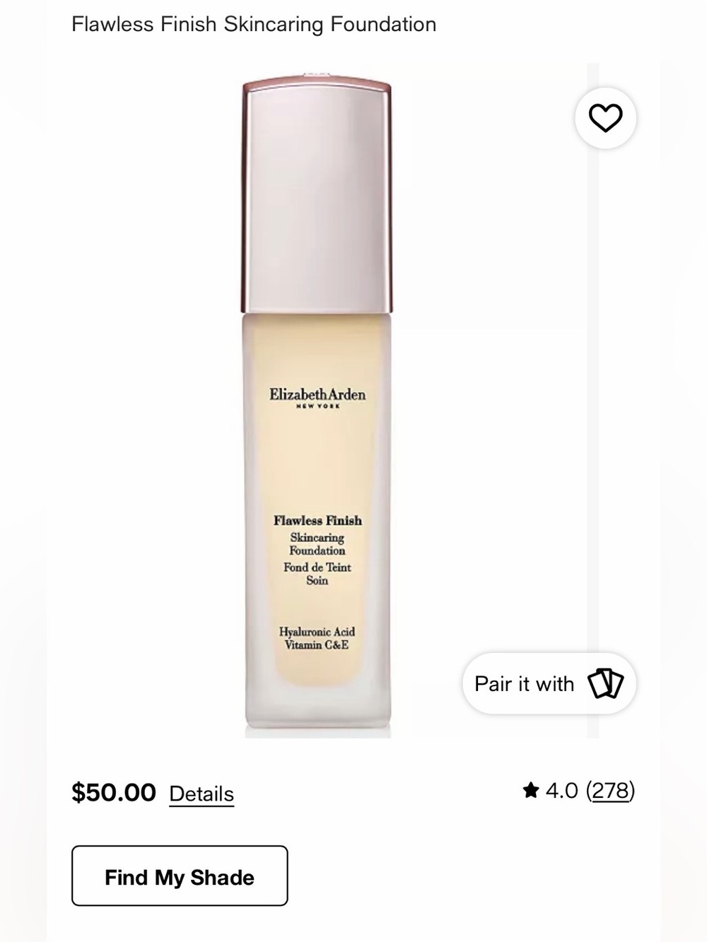 Elizabeth Arden Flawless Finish Foundation — 120W